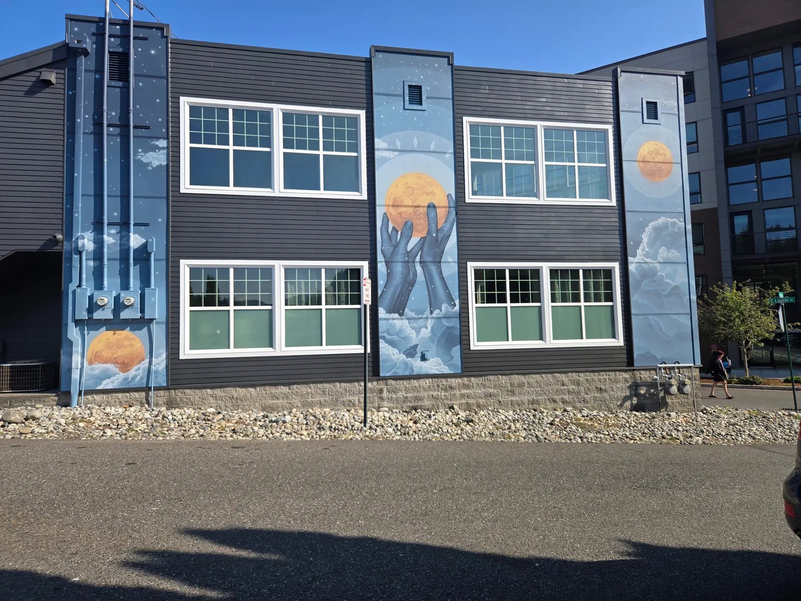 The muraled exterior of the Clarity Tax & CPAs office at 1326 E Laurel Street, Bellingham, WA