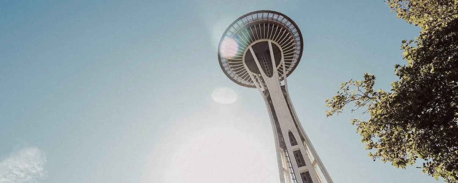 The Space Needle against a clear Washington sky